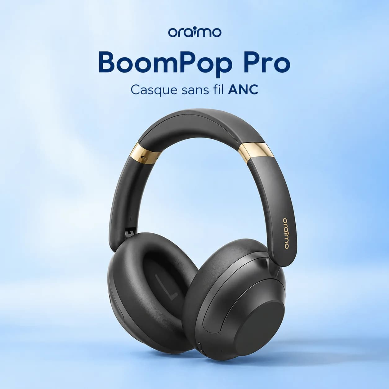 Oraimo BoomPop Pro — Casque Sans Fil ANC Hybride, Bluetooth 5.4, 82h, Commandes Tactiles, Pliable, Noir